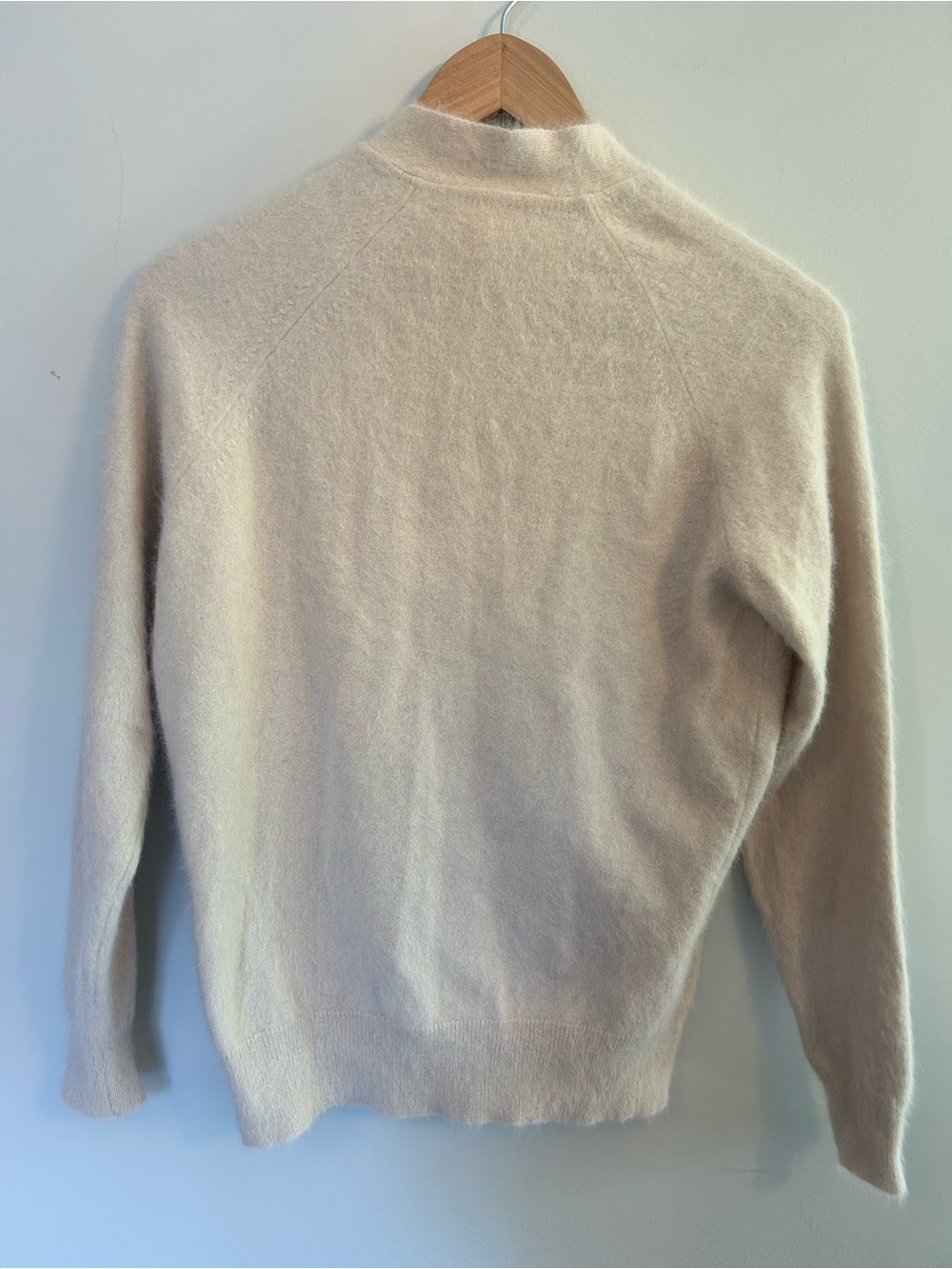 Vintage Sears Angora Rabbit and Lambswool Made in Canada Cream Tie Neck Sweater - Picture 5 of 5